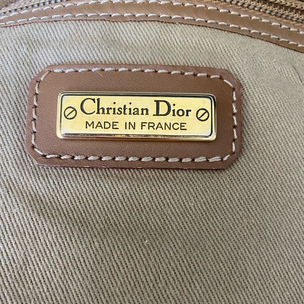 Christian Dior Vintage Honeycomb Weekender Brown Leather Travel Bag - Picture 12 of 17